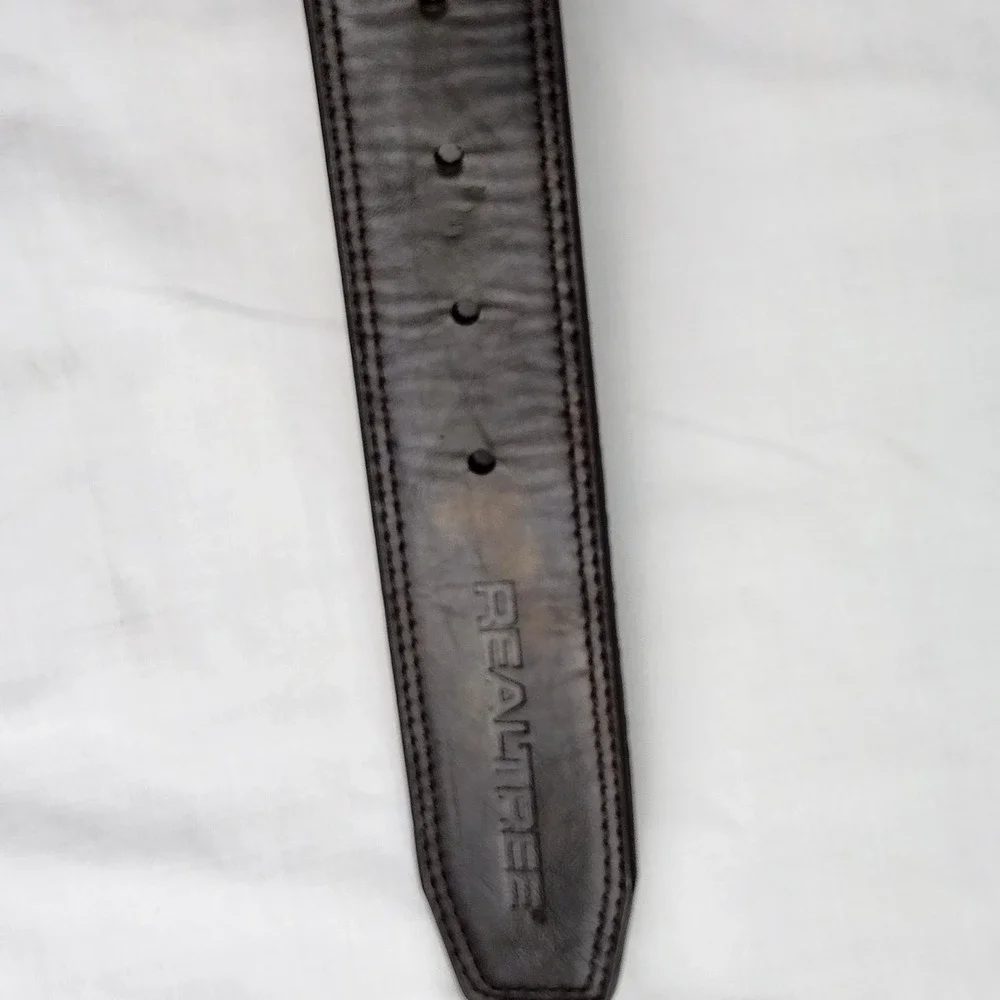 Realtree Belt Mens XL 42-44 Camouflage Brown Leather Reversible Hunting Gunmetal